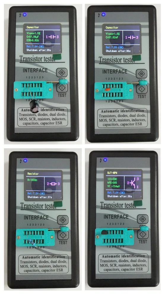 

TFT Transistor Tester 128*160 Diode Thyristor Color Display Multifunction Capacitance Resistance Inductance MOSFET ESR LCR Meter