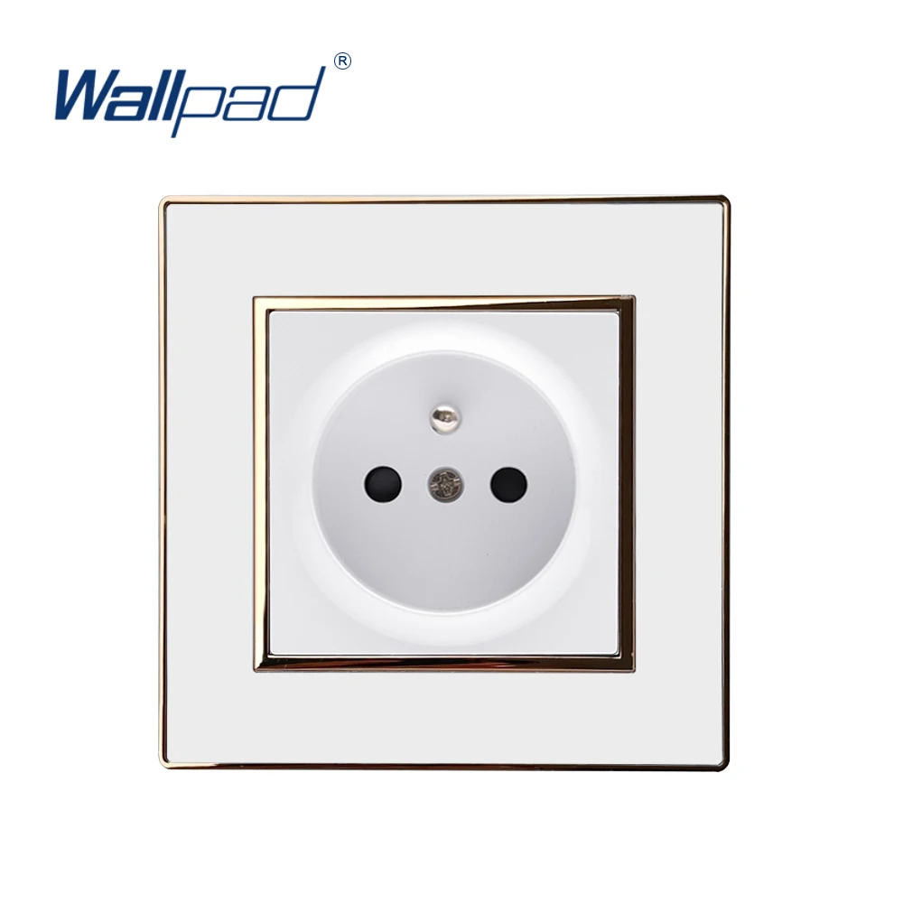 White Gold 2-контактный ЕС розетка Schuko Wallpad люксовая настенная электрическая Мощность розетка зеркальный акриловый чехол-Панель EU Стандартный 16A AC 110~ 250V - Цвет: White Gold