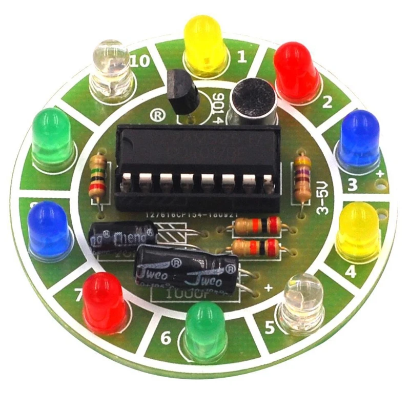 

Colorful LED VU Meter with 10 Lights High Sensivity Voice Control Board Display Pattern Interesting Flashing Board