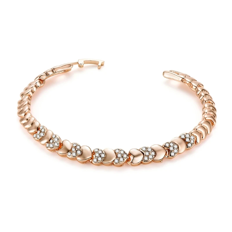 

Women Bracelet Heart Shaped Luxury Rhinestone Jewelry Bangle Charms Casual Gifts 45BC