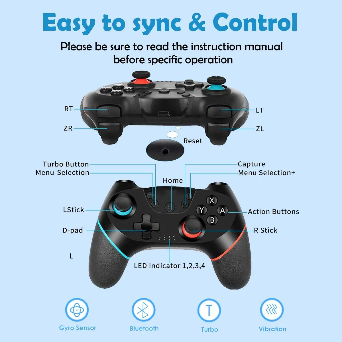 Bluetooth Pro Gamepad for Nintendo Switch Console Wireless Video Game USB Joystick Controller Control with 6-Axis Handle | Электроника