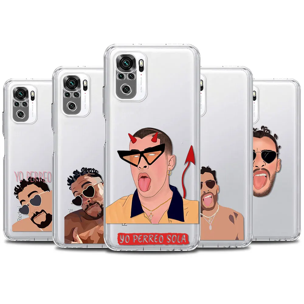 

Phone Case For Redmi Note 10 9S 9 4G 9T 8 Pro 7 Clear TPU Redmi 9 9A 9C 8A 7A K30 K40 for Back Cover Casing Bad Bunny Shell Bag