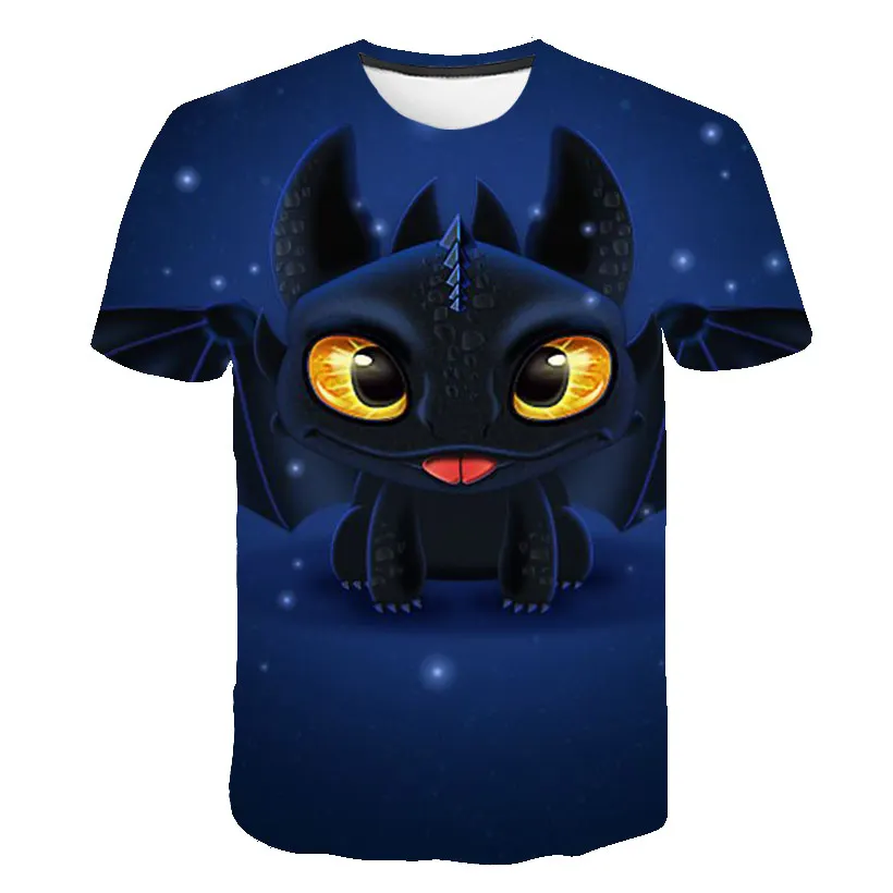 Лидер продаж Детская футболка милые топы Футболка с 3D рисунком дракона Летняя