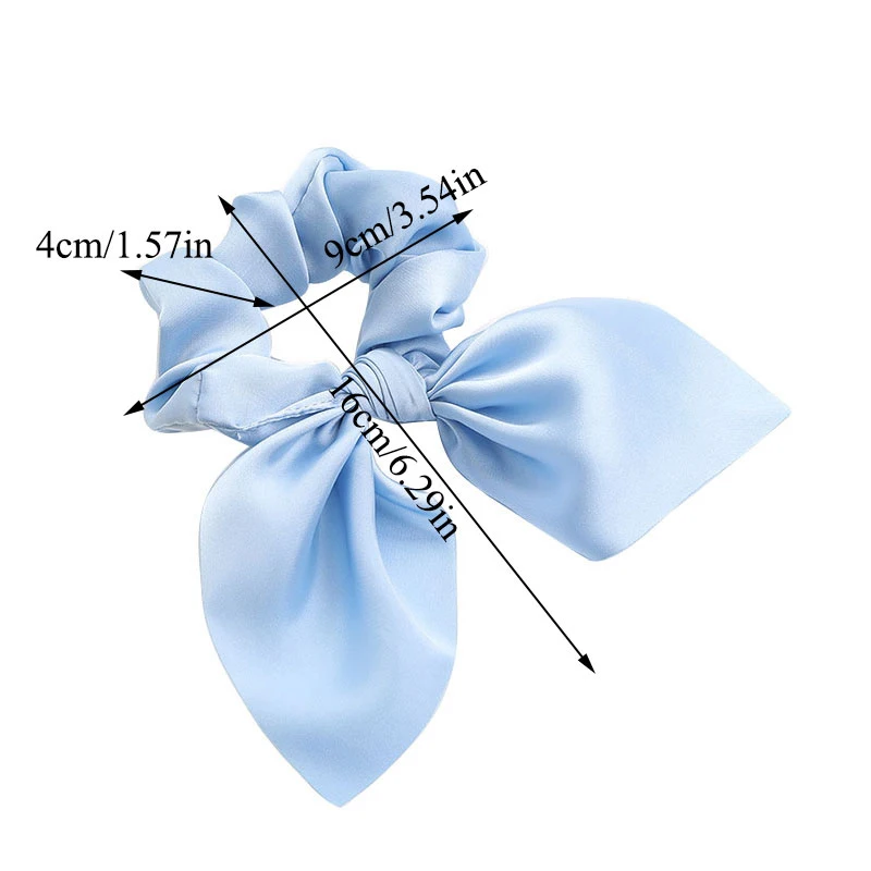 

Cute Hair Rope Bow Hair Scrunchies Hair Accessories Satin Ponytail Holder Solid Color Elastic Hair Bands Rabbit Ears Hair Tie
