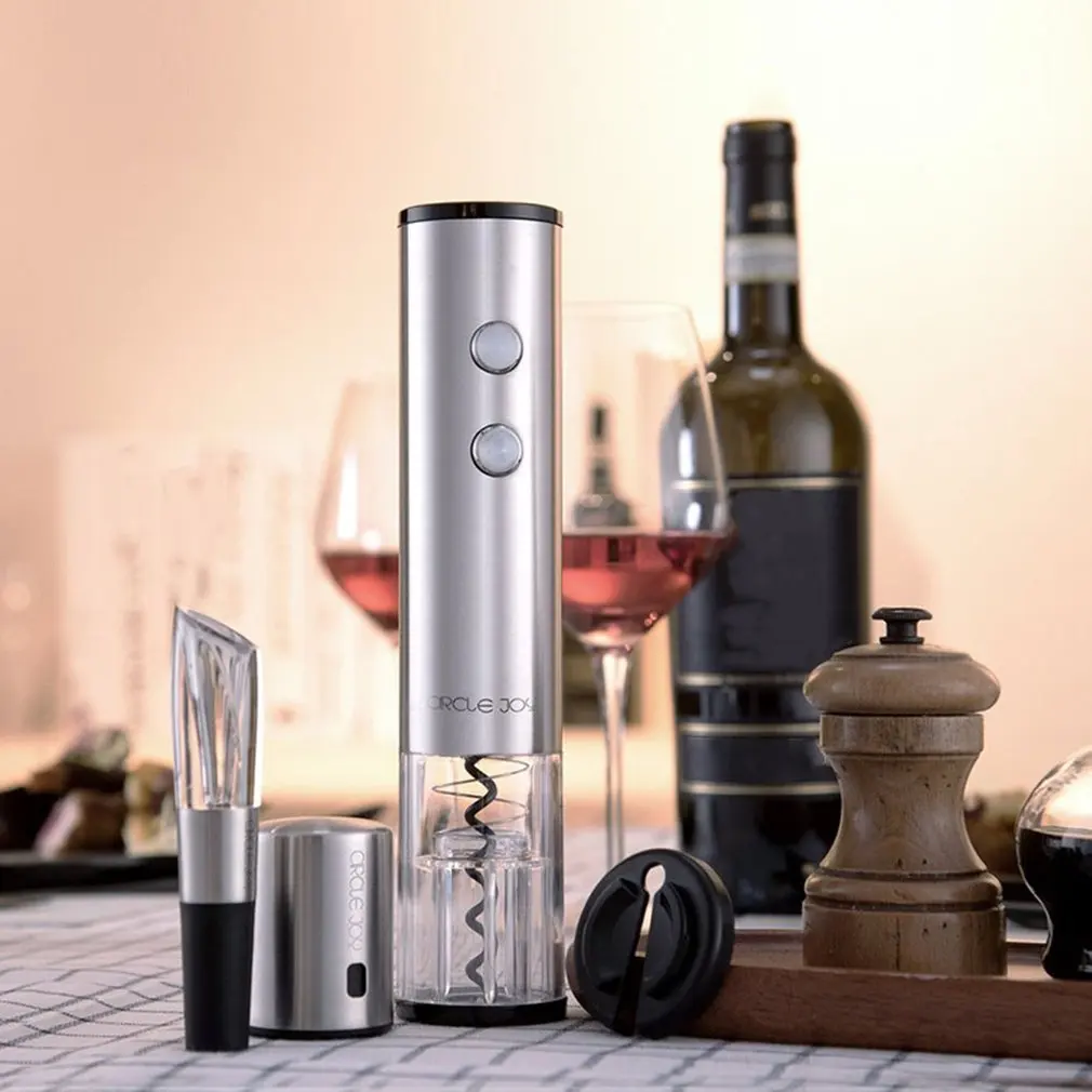 

4in1 Xiaomi Mijia Circle Joy Automatic Red Wine Bottle Opener Round Wine Stopper Stainless Steel Electric Corkscrew Gift