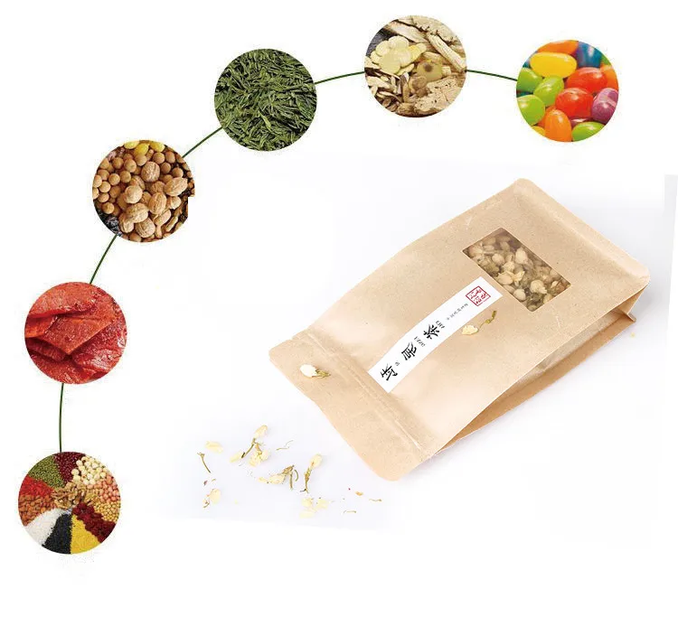 

New 25pcs/lot White/Kraft Paper Small Window Bag Snack Biscuit Window Foil Gift Pouch Coffee Beans Nuts Tea Storage Package Bags