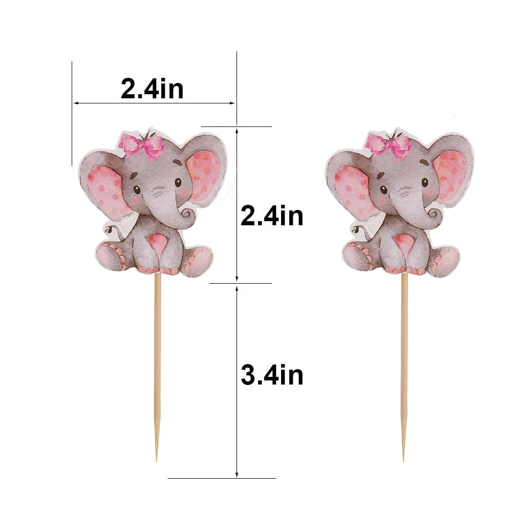 12 шт. топперы для капкейков в виде слона девочек | Дом и сад