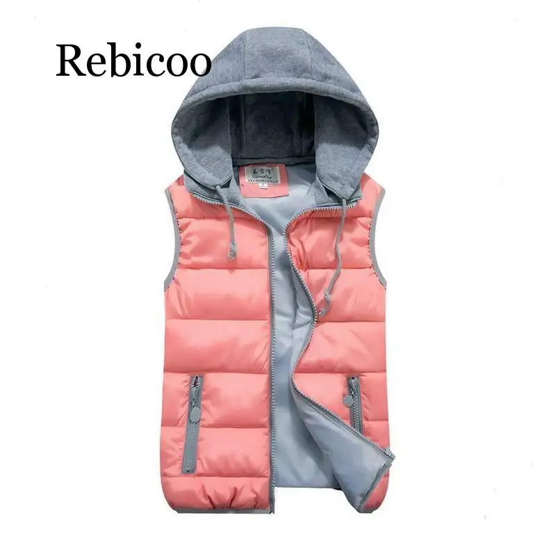 

Women's cotton wool collar hooded down vest detachable hat hot high quality brand new female 2019 winter warm jacket and coat th