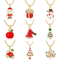 christmas gift new fashion necklace femalemale christmas necklacesanta claussnowmanbell treehat necklace festival gift