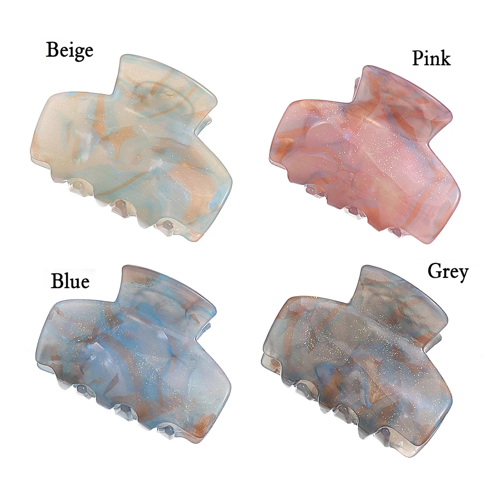 1 шт. желе Цвет Акриловые зажимы для волос Цветочный принт с золотым напылением