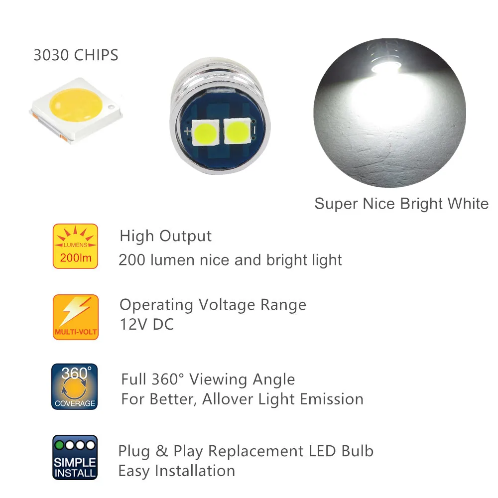 

WLJH 6x Bright T10 Led Bulb W5W 158 194 Car Interior Dome Map Cargo License Plate Dashboard Instrument Cluster Panel Gauge Light