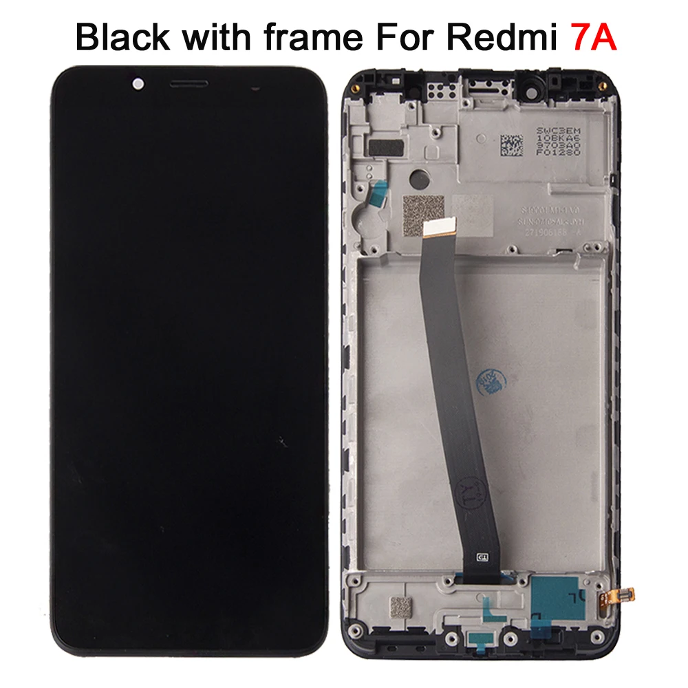 7A black with frame 6,2" для Xiaomi Redmi 7 7A ЖК-дисплей кодирующий преобразователь сенсорного экрана в сборе для Redmi7 Redmi7A ЖК-дисплей Замена экрана - Цвет: 7A black with frame
