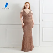 DEERVEADO Vestido largo de noche para mujer, prenda Formal de lujo, con lentejuelas y cuentas de sirena, K18580 (1)