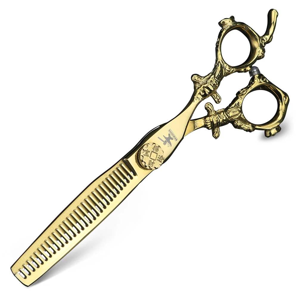 6 дюймов золотые Профессиональные Парикмахерские ножницы японские 440C для резки и