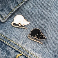adorable black white rats enamel pin mouse brooches animal badge bag shirt lapel pin buckle simple jewelry gift for friends