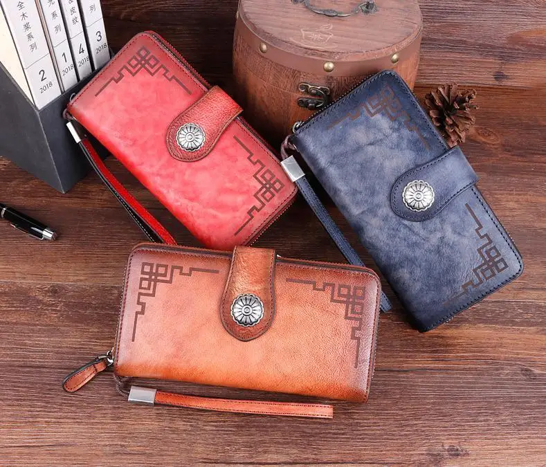 

Vintage Womens Wallets And Purses 2021 New Genuine Leather Phone Wallet Luxury Purse Casual Cowhide Wallet Card Holder