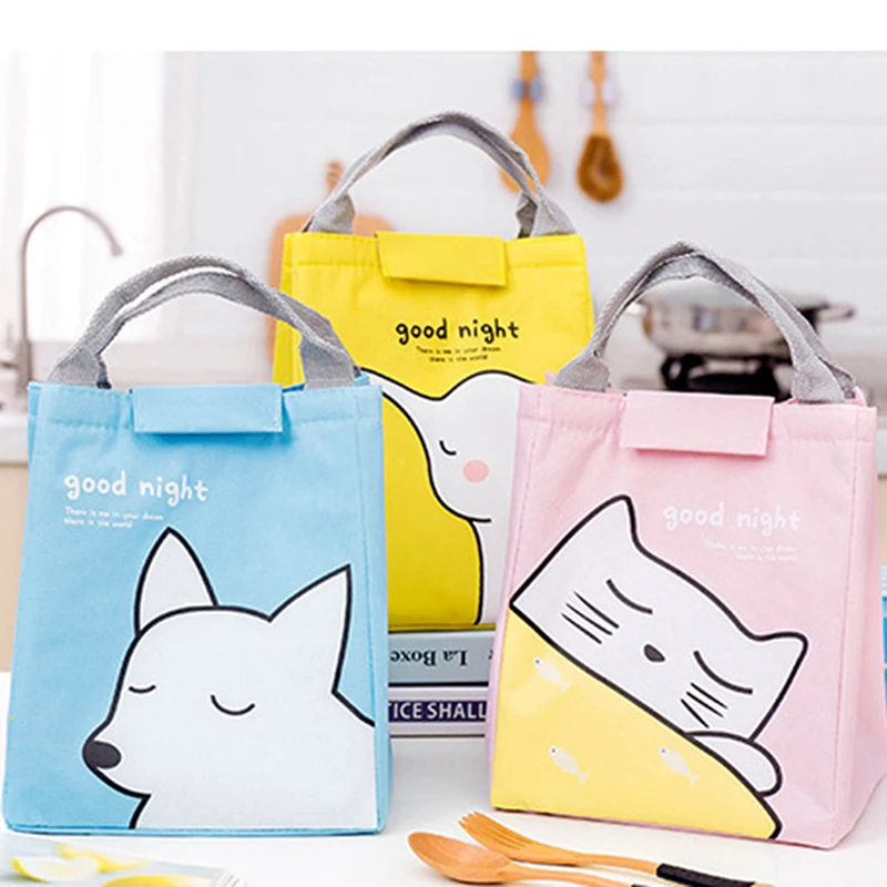 

Cooler Lunch Bag Fashion Ctue Cat Multicolor Bags Women Waterproof Hand Pack Thermal Breakfast Box Portable Picnic Travel