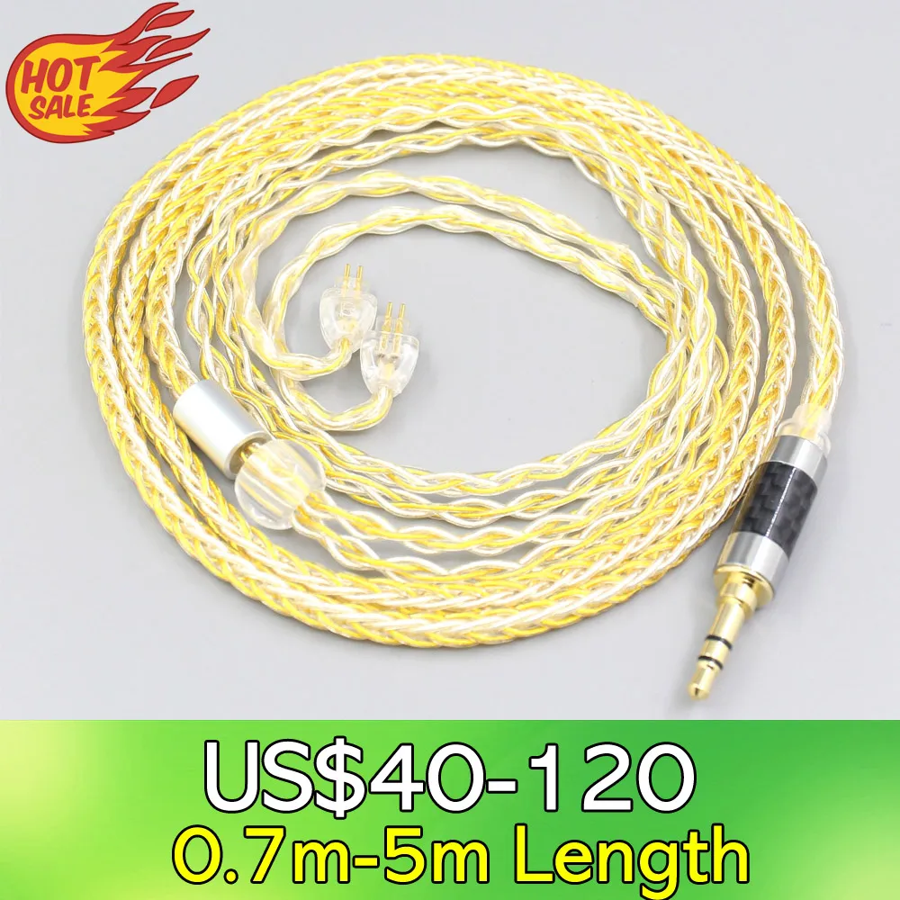 

LN007291 8 Core OCC Silver Gold Plated Braided Earphone Cable For AUDEZE iSINE 10 20 LX LCDi3 LCDi4
