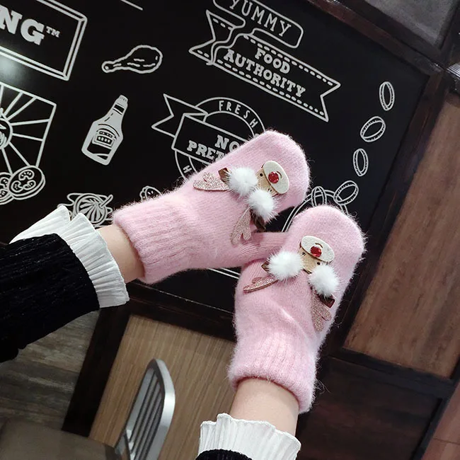 SP &amp CITY рождественские женские зимние перчатки с лосем Мультяшные мерцающие