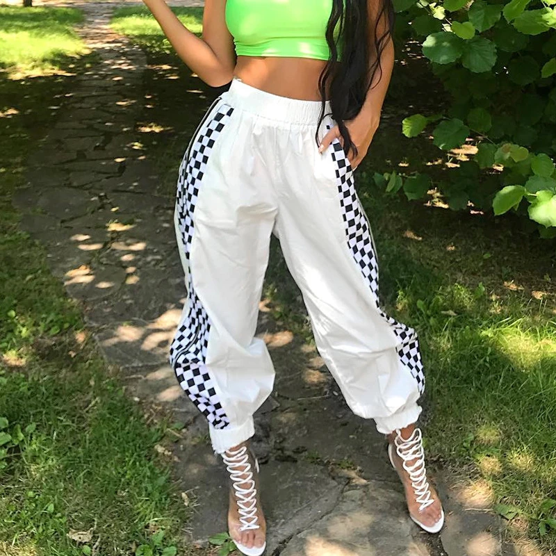 Брюки Джоггеры в клетку новинка 2021 спортивные брюки на молнии стиле хип хоп