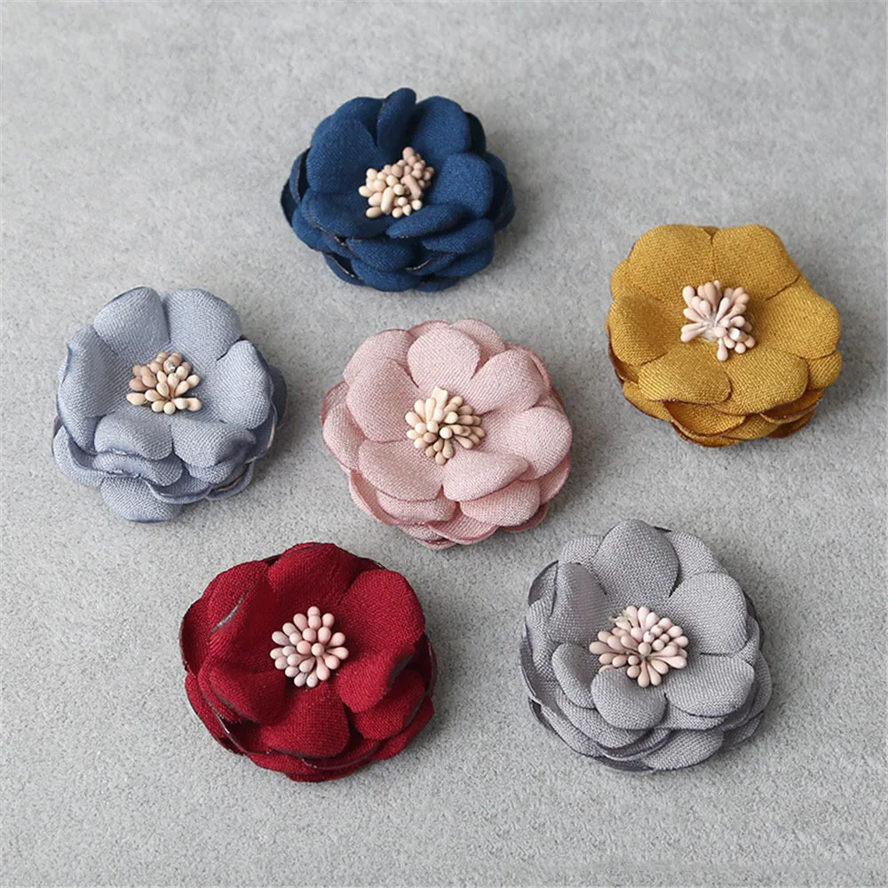 

10pcs/pack Mix Color small rose flower handmade satin rose head wedding scrap booking decoration clothes accessories