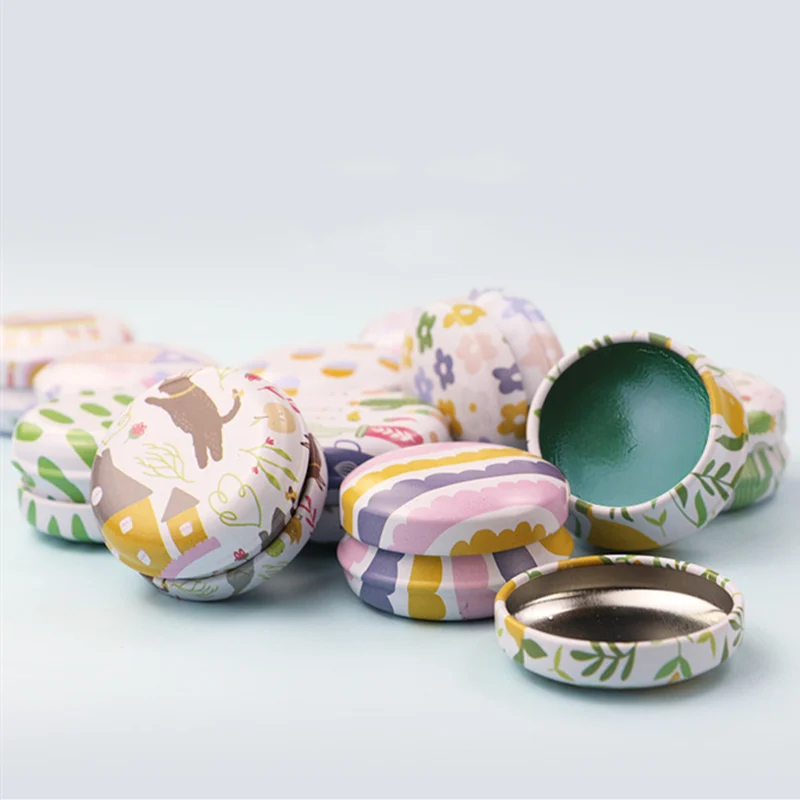 Элегантная портативная мазь железная банка с рисунком цветов пустые жестяные