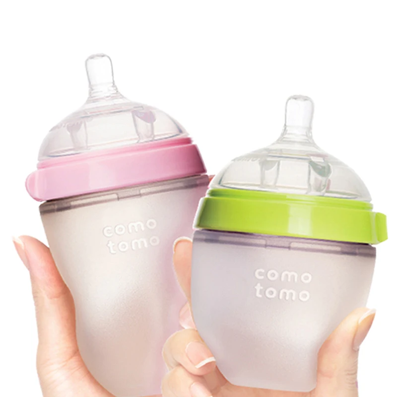 

Silicone Baby Bottle Green/Pink 5 oz and 8 oz Baby Bottles 2 Pack BPA free Feeding bottle children kids