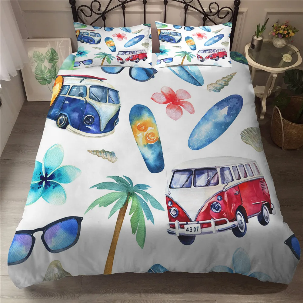 

Bed Coverlet Elastic Sheet Comforter Bedding Sets Taxi Red Car Printed Home Textile Beach All Bedding Size Child