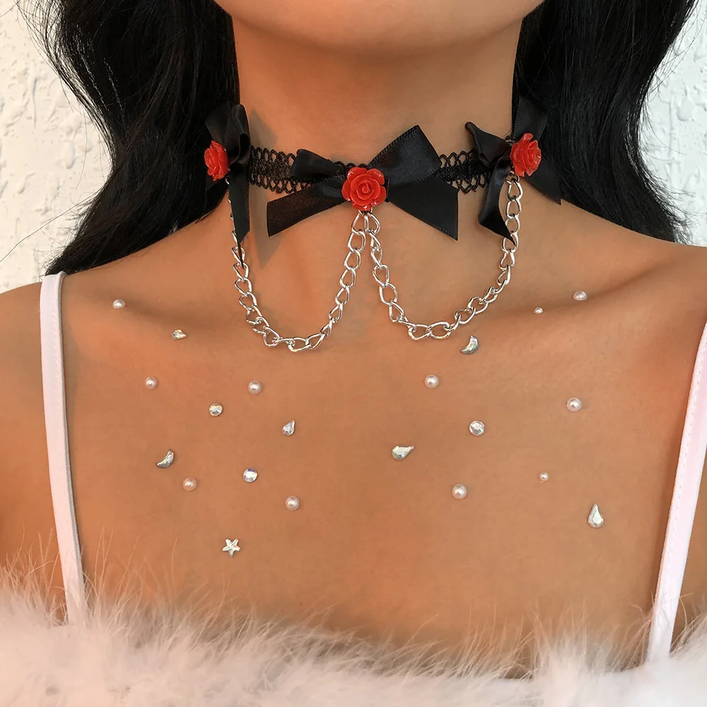 Новинка регулируемый кружевной чокер модные готические цепочки ошейник с