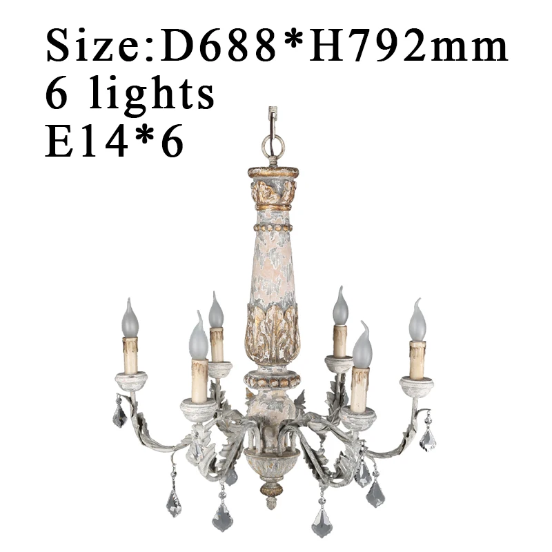 

Vintage wooden chandeliers with K9 crystal lusters loft bedroom hanging lights nordic living room antique suspension chandeliers