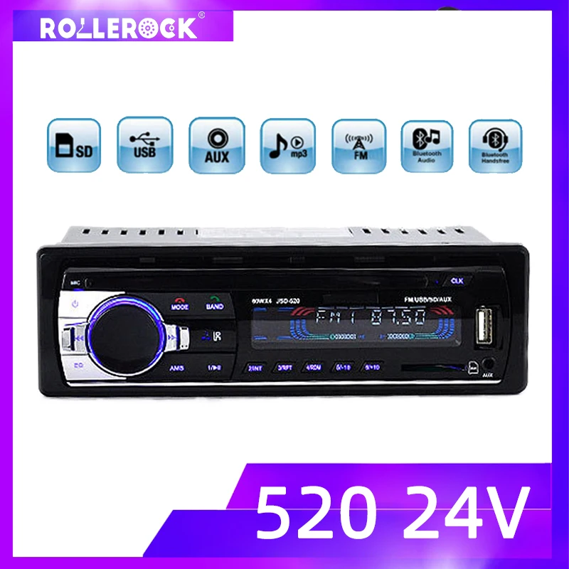 

Rollerock Car Radio 1 Din 2.5'' MP3 Player USB 24V Hands-free Calling U Disk Bluetooth WMA APE FLAC SD Card FM Stereo Receiver
