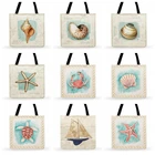 Женская сумка-тоут с принтом якоря в морском стиле, Повседневная пляжная сумка-тоут для улицы, женские сумки на плечо, складные сумки для покупок