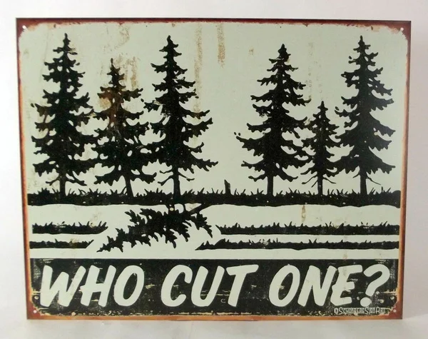 

Funny Trees FOREST Cabin Bathroom Outhouse Pine Woods HOME Wall Decor Tin SIGN