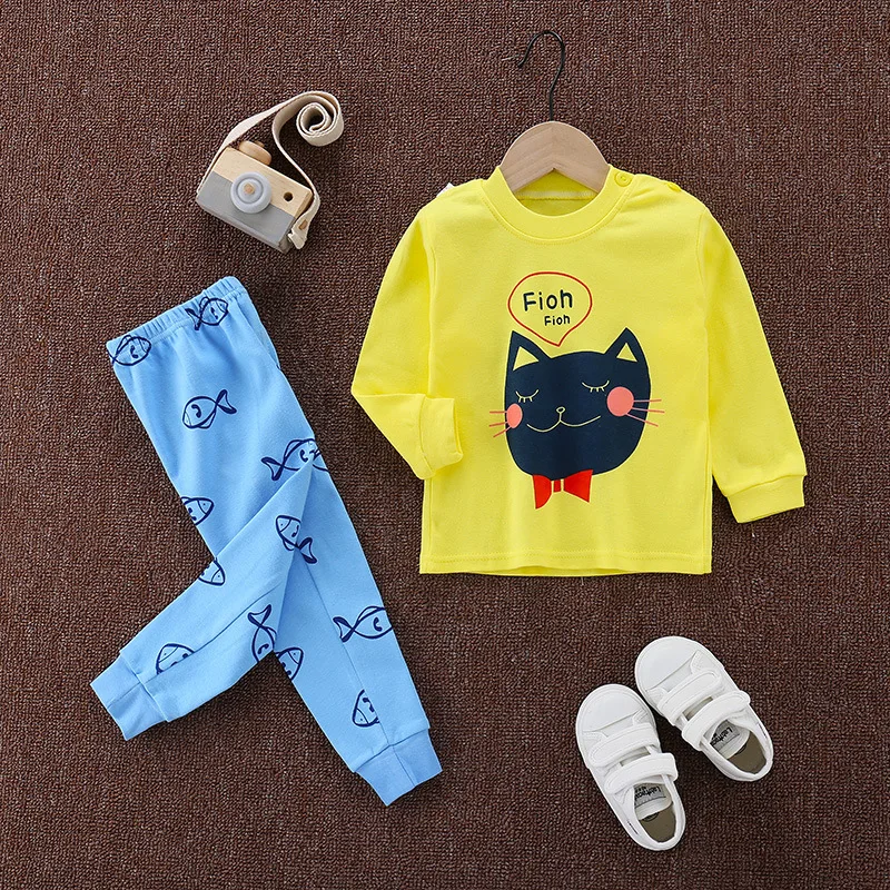 

Cotton Baby Boys Long Sleeve Sleepwear Kids Clothes Cartoon Children Pajamas Set Winter Toddler Girls Clothing Suits 1-6 Years