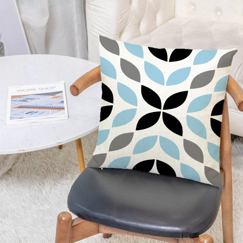 

1Pcs Fashion Geometry 450x450MM linum usitatissimum Pillowcase Cushion Cover Seat Car Home Sofa Bed Bedroom Decorative Office