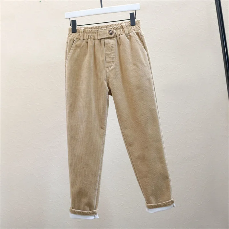 Vintage Women Corduroy Harem Pants Solid High Wait Loose Casual Ankle-Length Autumn New Elastic Waist Korean Version | Женская одежда