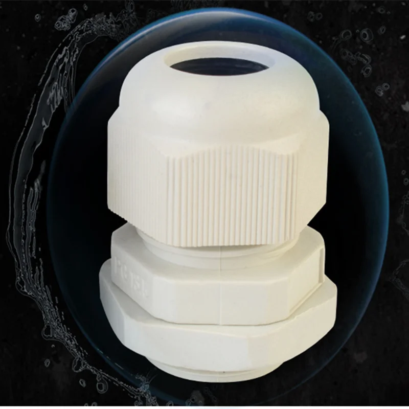 

100PCS IP68 PG7-PG29 PG9 PG11 PG13.5 PG16 PG19 Wire Cable White Black Waterproof Nylon Plastic Cable Gland Connector