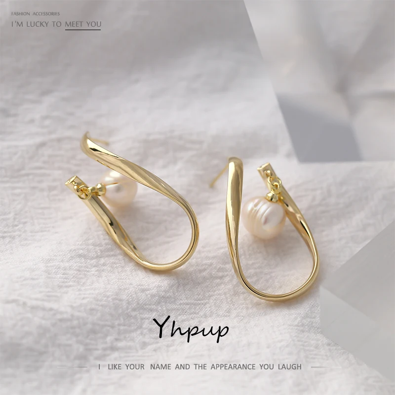 Витые серьги гвоздики неправильной формы Yhpup роскошные ювелирные изделия из