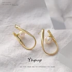Витые серьги-гвоздики неправильной формы Yhpup, роскошные ювелирные изделия из натурального жемчуга для женщин, очаровательные металлические золотые серьги, подарок 2021