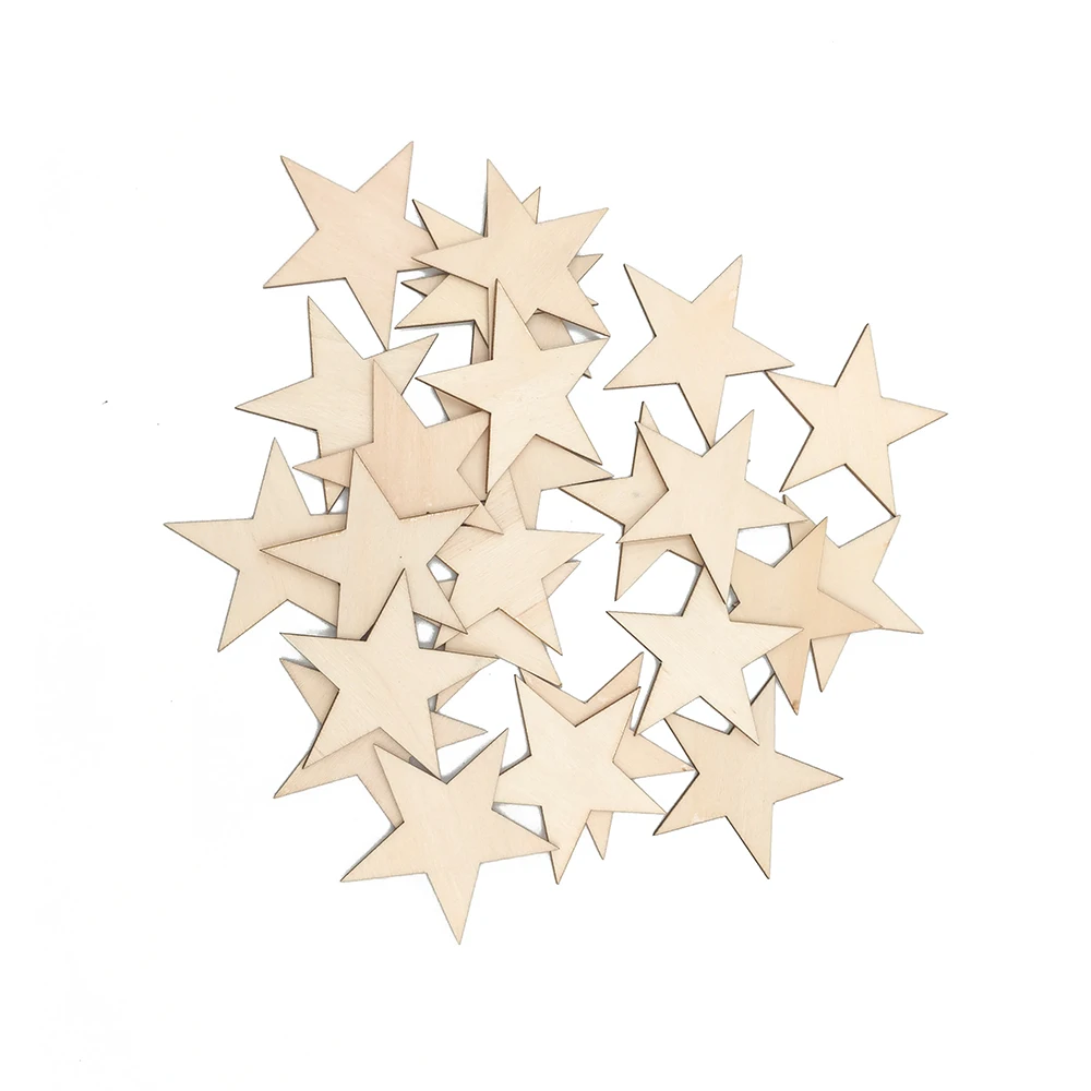 50pcs 30mm 1.18inch Wood Stars Cutout Shape Chips DIY Decorating Photo Props for Arts Crafts &amp Sewing | Дом и сад