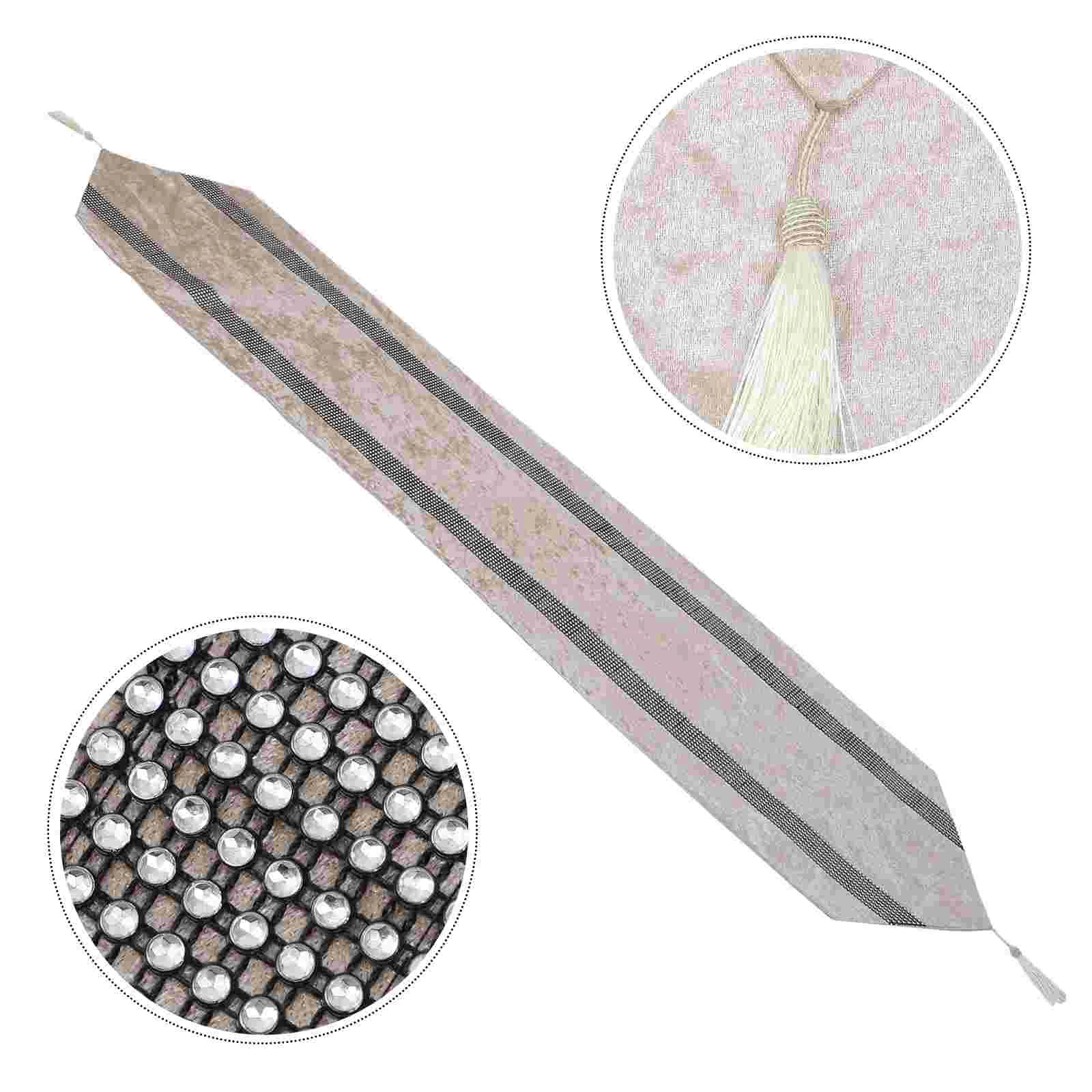 

1pc European Style Rhinestone Table Runner with Tassel Dining Table Decoration