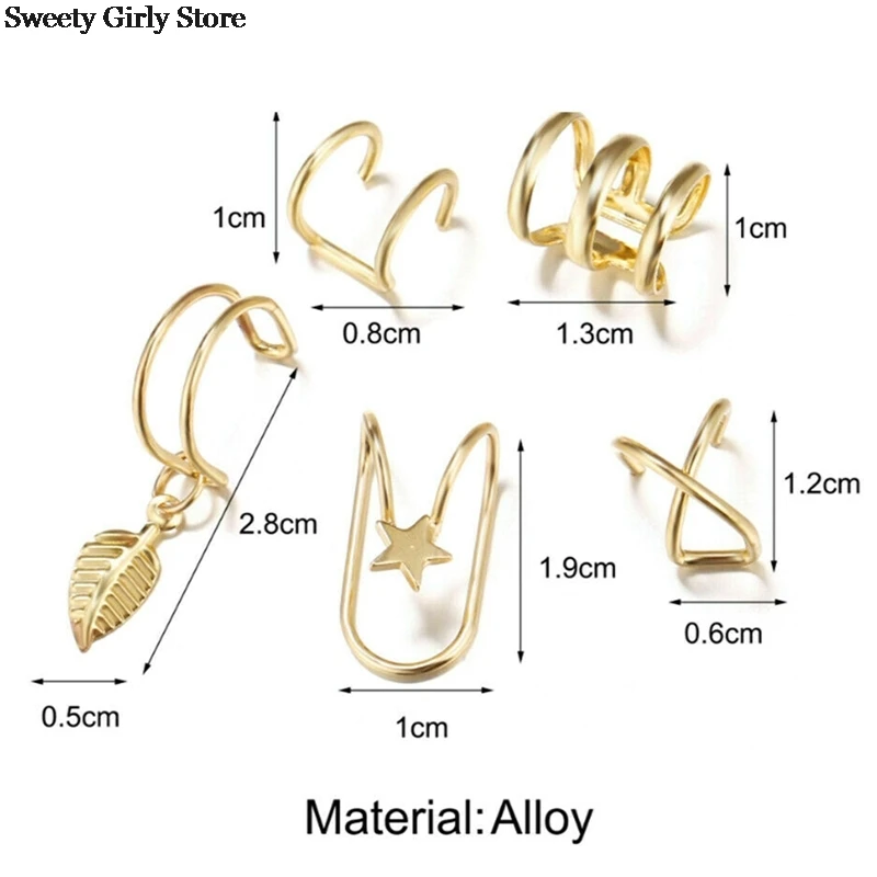 Клипсы-манжеты для ушей 5 шт./компл. женские модные серьги-клипсы без пирсинга