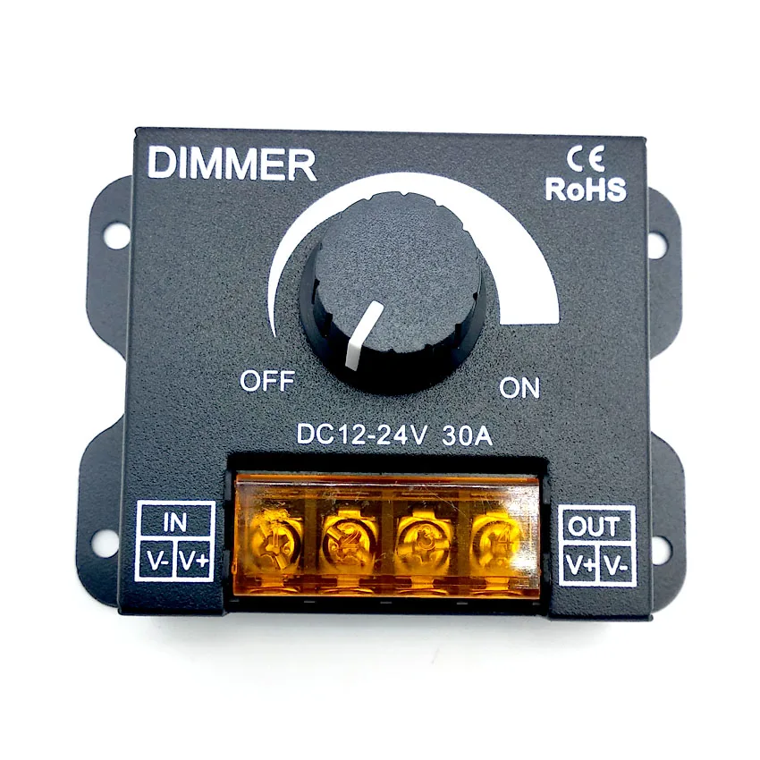 DC12V-24V светодиодный диммер 30A 360 Вт 5050 3528 регулятор яркости лампы полосы света драйвер одноцветный светодиодный разъем контроллера