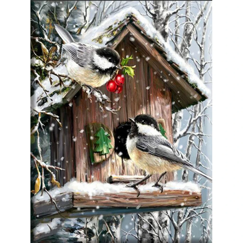 

Diamond Painting Bird Magpie Animal Full Square/Round 5D DIY Diamond Winter Scenery Home Decoration