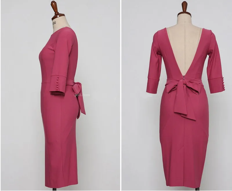 Женское пикантное банкетное платье с длинным рукавом модное розово-красное