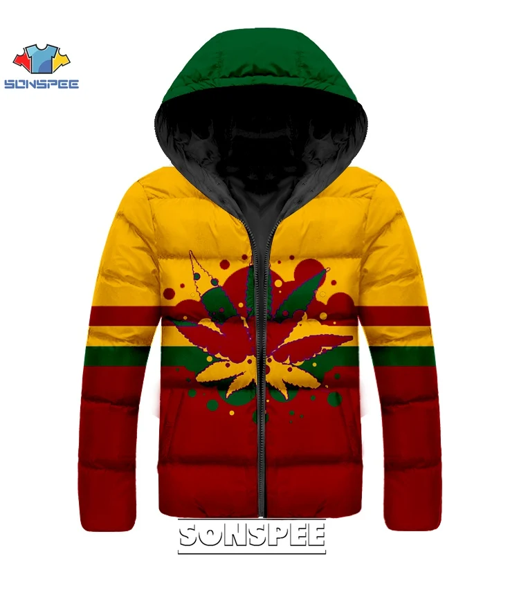 SONSPEE Hot Bob Marley Reggae Singer Harajuku 3D Print Hip hop Down Jacket Men women Funny Winter Warm Streetwears Jacket Female