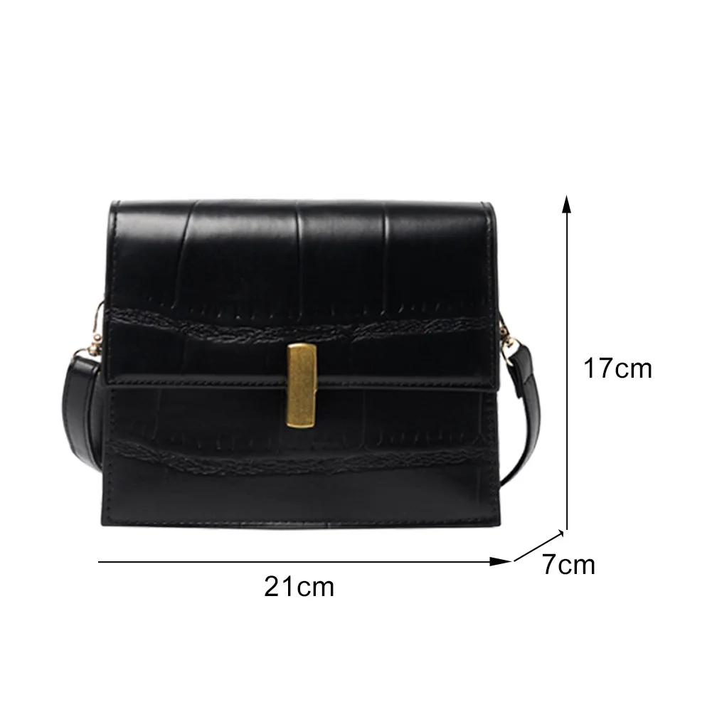 

PU Leather Messenger Bags Female Mini Solid Stone Printed Shoulder Bags Casual Women Shopping Travel Square Flap Crossbody Bag