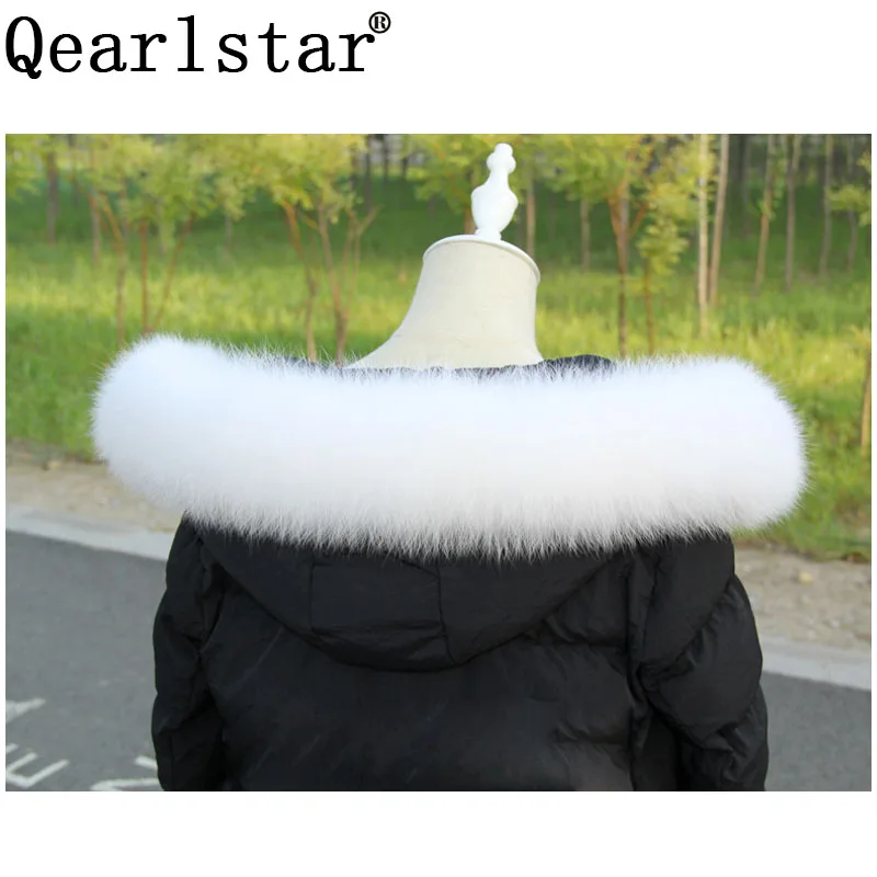 Qearlstar воротник из натурального Лисьего меха 100% натуральный меховой шарф Белый