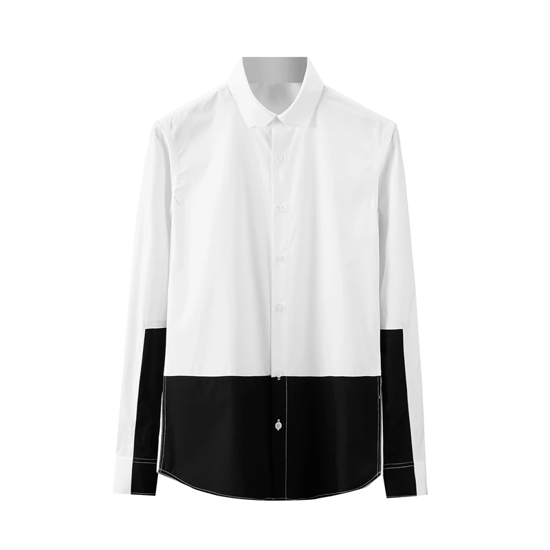 Minglu протектор для мужчин рубашка роскошные черный белый цвет комбинированное