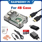 6-слойный акриловый чехол для Raspberry Pi 4, с синим светодиодным охлаждающим вентилятором
